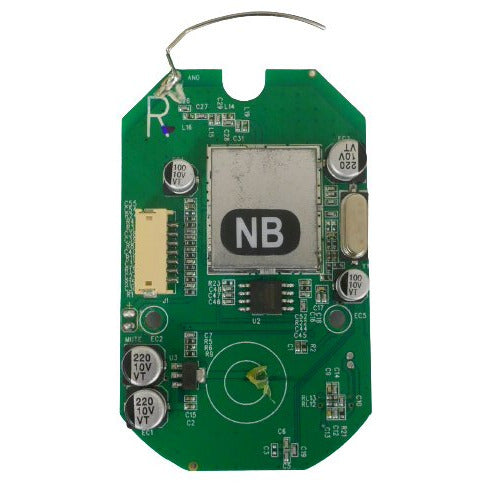 Ultralite Remote headset printed circuit board and antenna on a white background